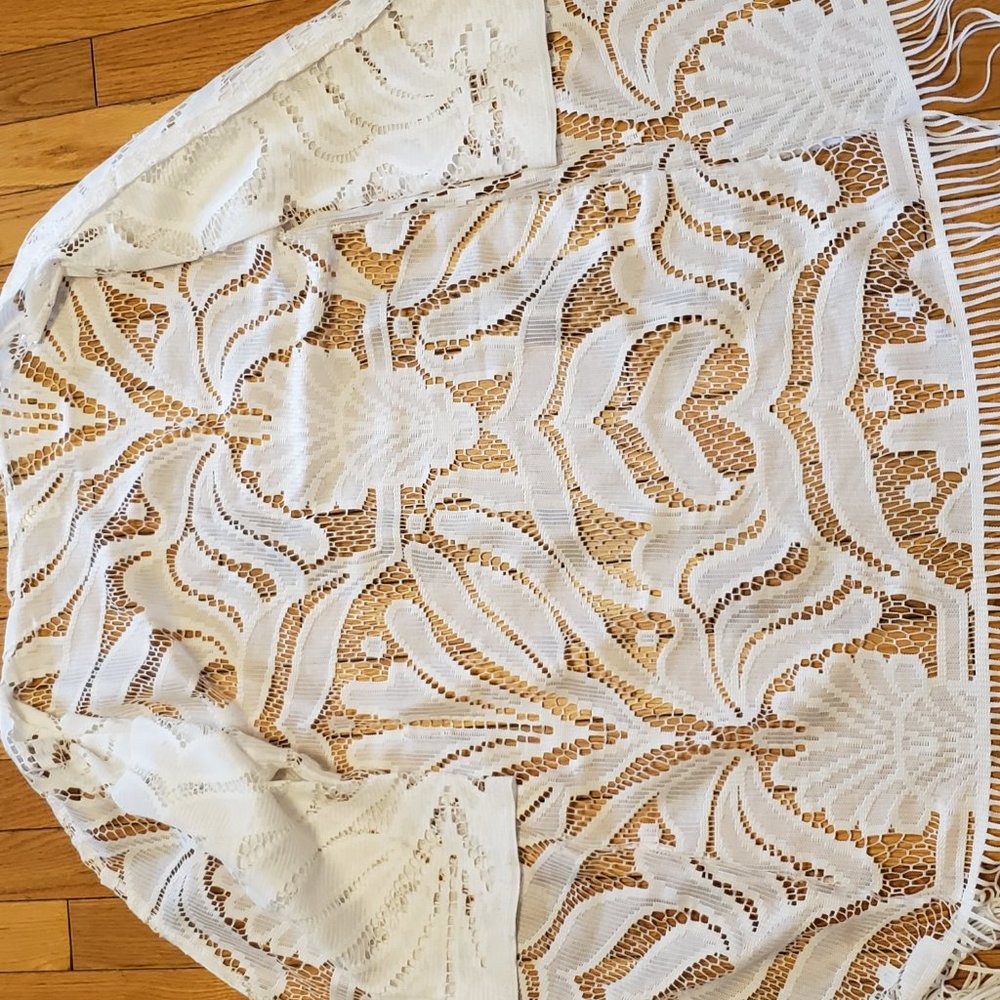 Jiujin White Lace & Fringe Bathing Suit Cover - Picture 8 of 12